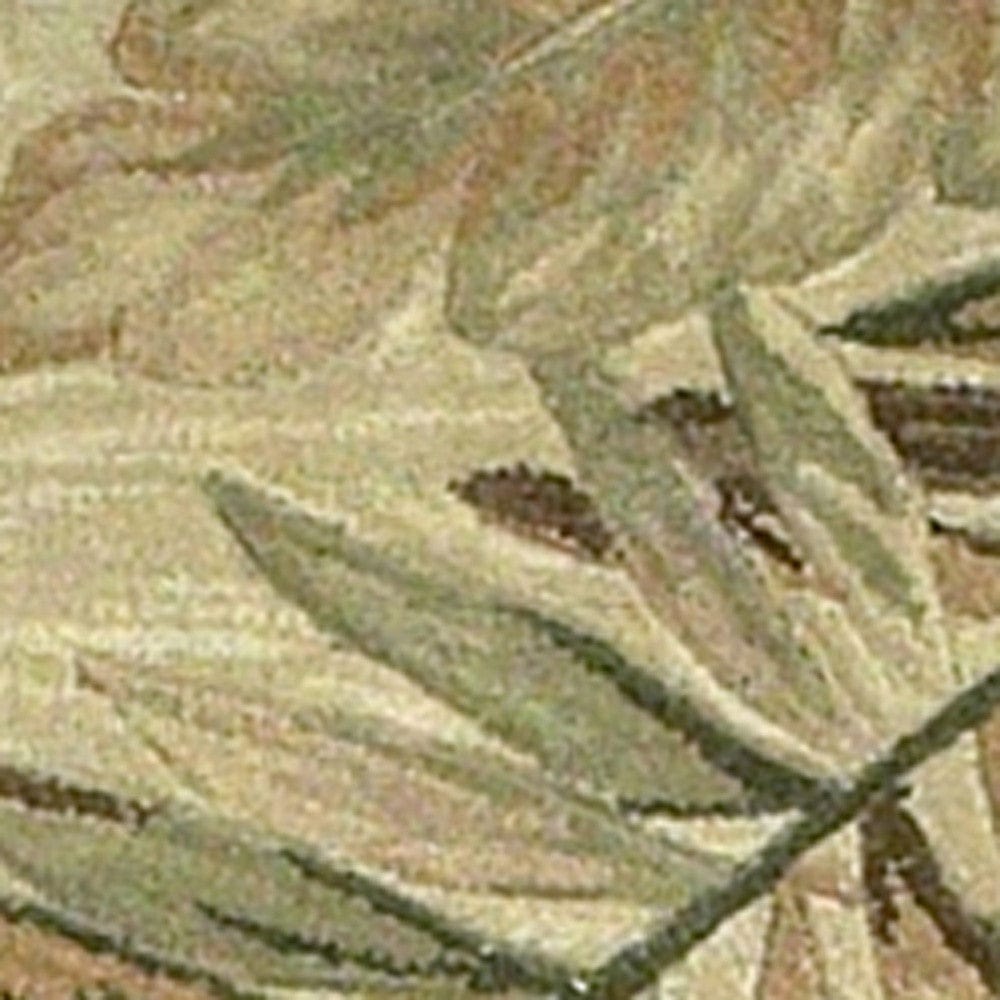 10' Ivory Hand Tufted Tropical Leaves Indoor Runner Rug - Homeroots