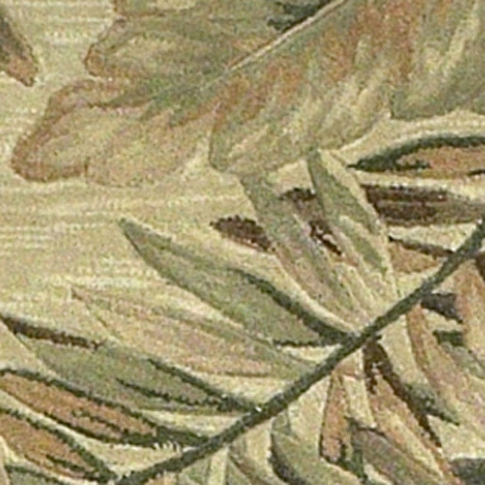 10' Ivory Hand Tufted Tropical Leaves Indoor Runner Rug - Homeroots