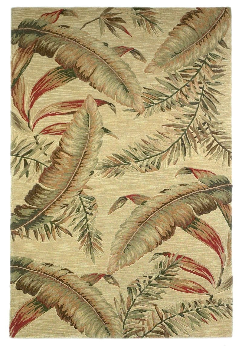 4' X 6' Ivory Hand Tufted Tropical Leaves Indoor Area Rug - Homeroots