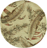 8' Ivory Hand Tufted Tropical Leaves Round Indoor Area Rug - Homeroots