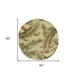 8' Ivory Hand Tufted Tropical Leaves Round Indoor Area Rug - Homeroots - Flyclothing LLC