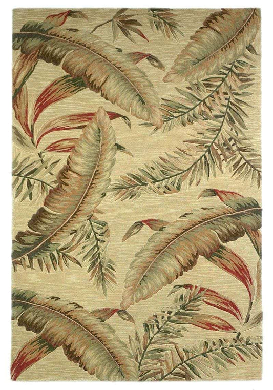 8' X 10' Ivory Hand Tufted Tropical Leaves Indoor Area Rug - Homeroots - Flyclothing LLC