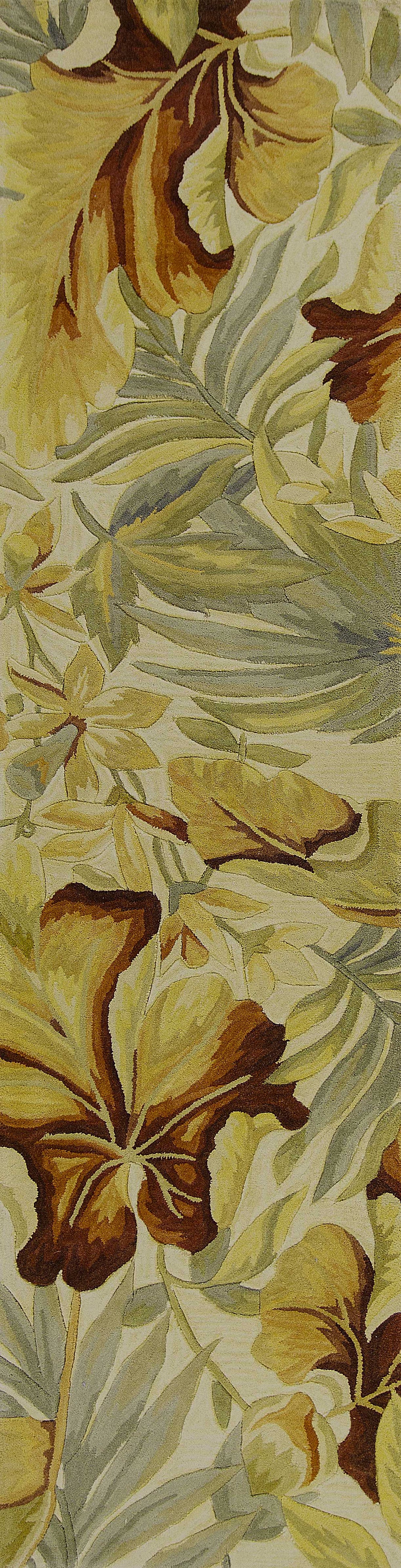 3' X 5' Ivory Tropical Leaves Wool Indoor Area Rug - Homeroots