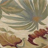 3' X 5' Ivory Tropical Leaves Wool Indoor Area Rug - Homeroots