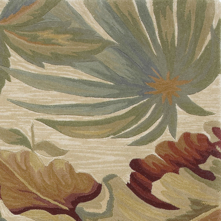 6' Ivory Hand Tufted Tropical Plants Round Indoor Area Rug - Homeroots