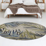 8' Ivory Hand Tufted Tropical Palms Round Indoor Area Rug - Homeroots
