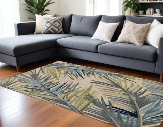 8' X 10' Ivory Hand Tufted Tropical Palms Indoor Area Rug - Homeroots - Flyclothing LLC