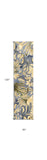 2' X 10' Blue Tropical Leaves Wool Indoor Runner Rug - Homeroots