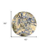 3' X 5' Blue Tropical Leaves Wool Indoor Area Rug - Homeroots - Flyclothing LLC
