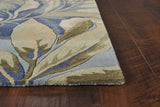 3' X 5' Blue Tropical Leaves Wool Indoor Area Rug - Homeroots - Flyclothing LLC