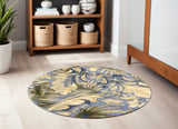 6' Blue Hand Tufted Tropical Plant Indoor Area Rug - Homeroots