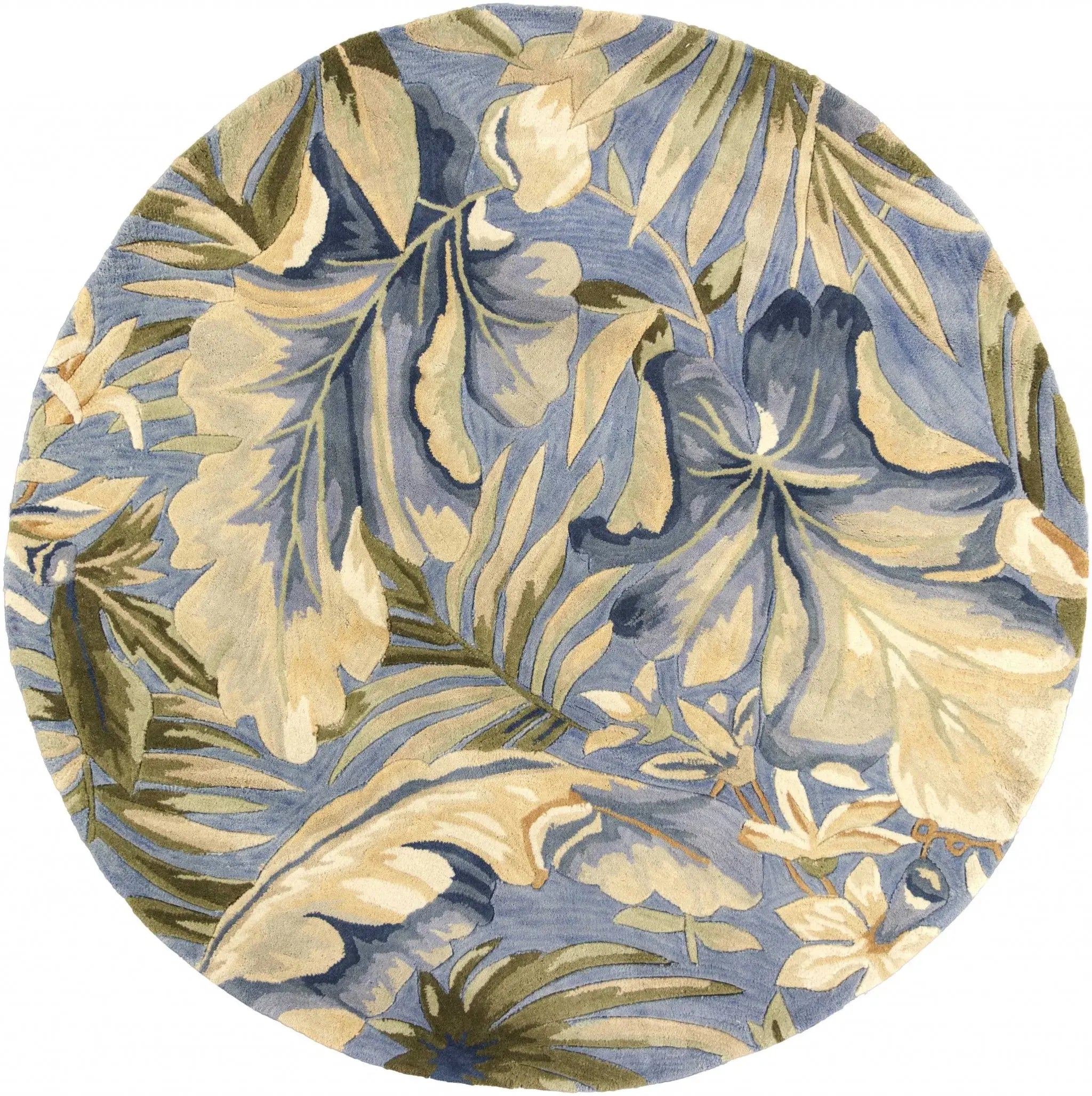 8' Blue Round Wool Hand Tufted Area Rug - Homeroots - Flyclothing LLC