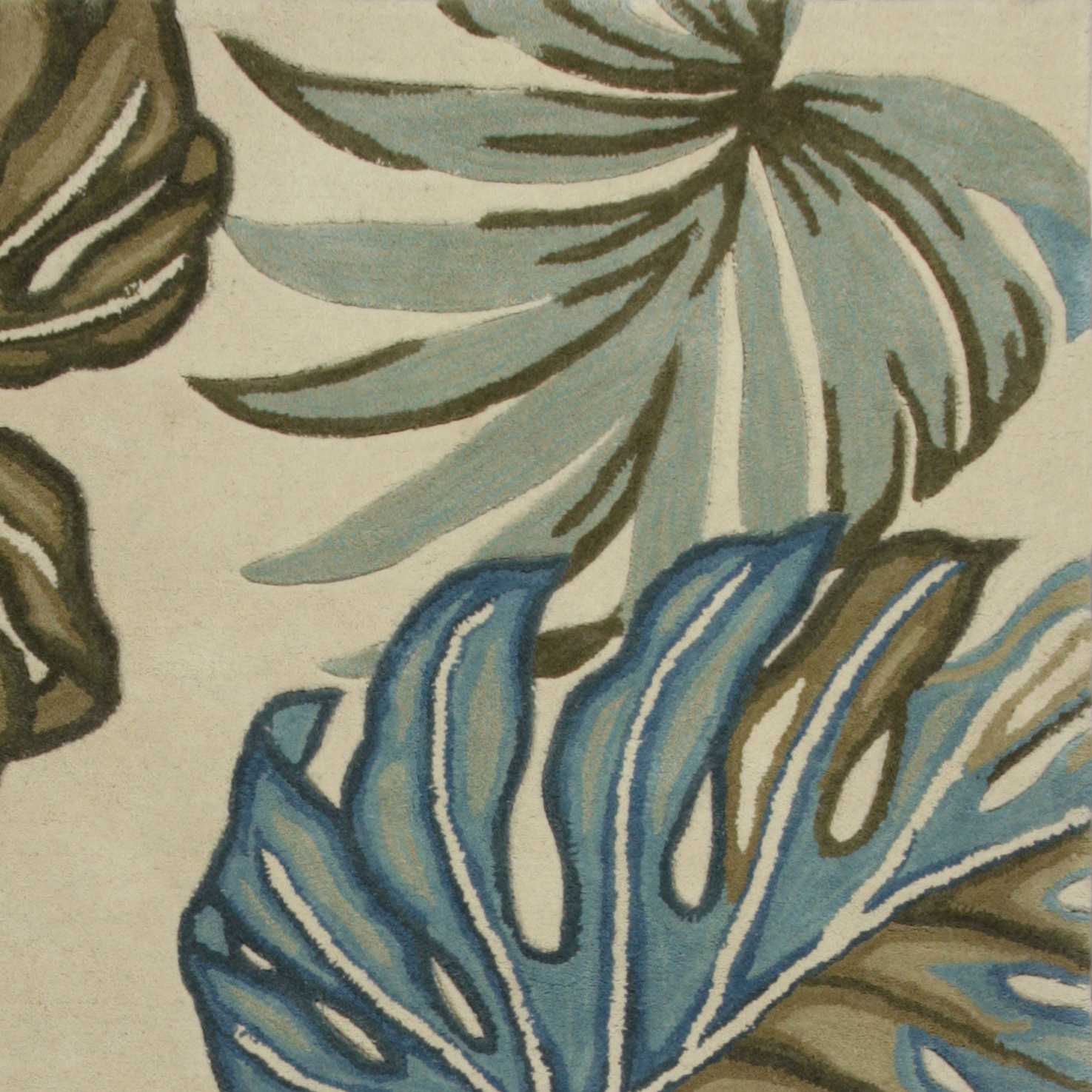 10' Ivory Hand Tufted Tropical Monstera Indoor Runner Rug - Homeroots