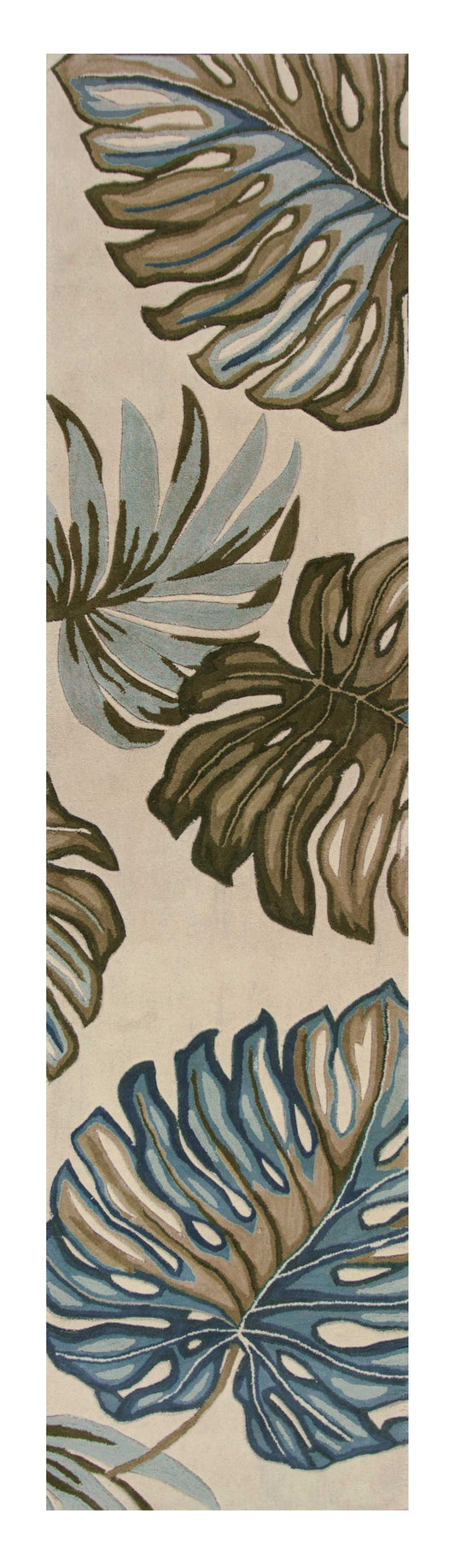 10' Ivory Hand Tufted Tropical Monstera Indoor Runner Rug - Homeroots