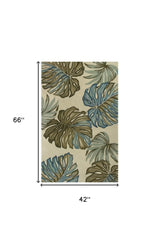 4' X 6' Ivory Hand Tufted Monstera Indoor Area Rug - Homeroots - Flyclothing LLC
