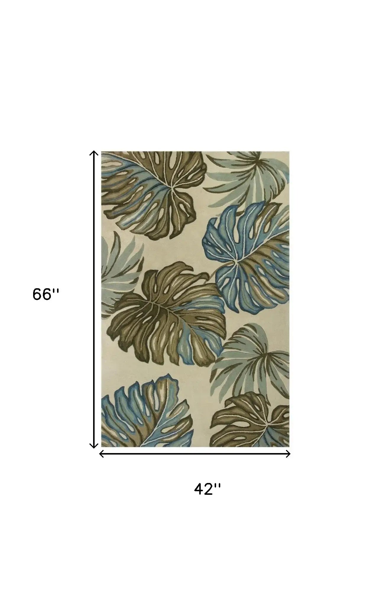 4' X 6' Ivory Hand Tufted Monstera Indoor Area Rug - Homeroots - Flyclothing LLC