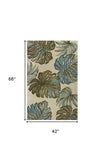 4' X 6' Ivory Hand Tufted Monstera Indoor Area Rug - Homeroots - Flyclothing LLC