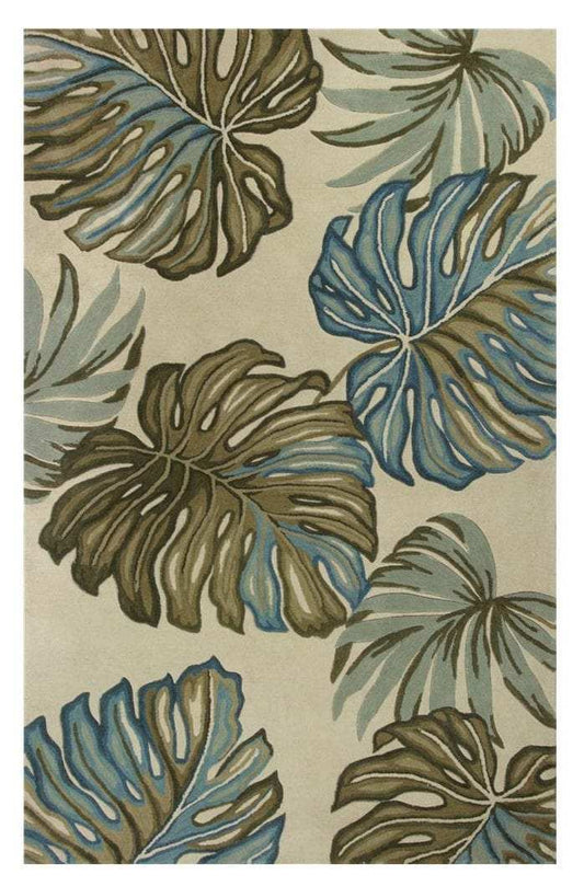 4' X 6' Ivory Hand Tufted Monstera Indoor Area Rug - Homeroots - Flyclothing LLC