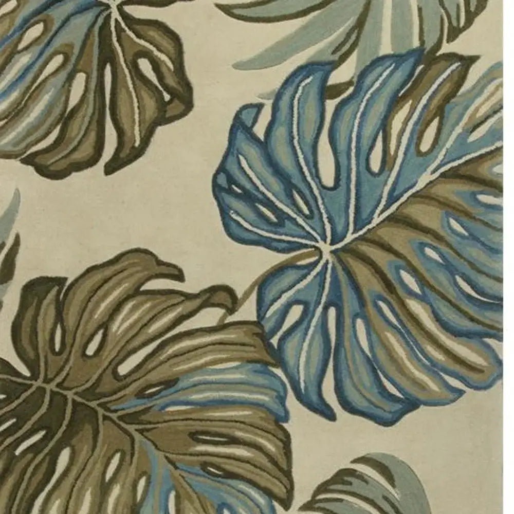 4' X 6' Ivory Hand Tufted Monstera Indoor Area Rug - Homeroots - Flyclothing LLC