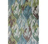 3' X 5' Blue and Green Botanical Leaves Area Rug - Homeroots