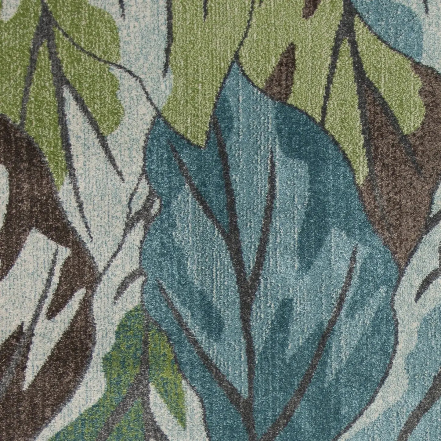 5' X 8' Blue Tropical Leaves Indoor Area Rug - Homeroots - Flyclothing LLC