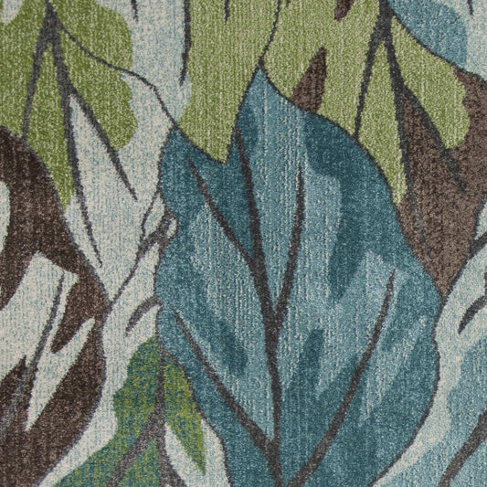 5' X 8' Blue Tropical Leaves Indoor Area Rug - Homeroots - Flyclothing LLC