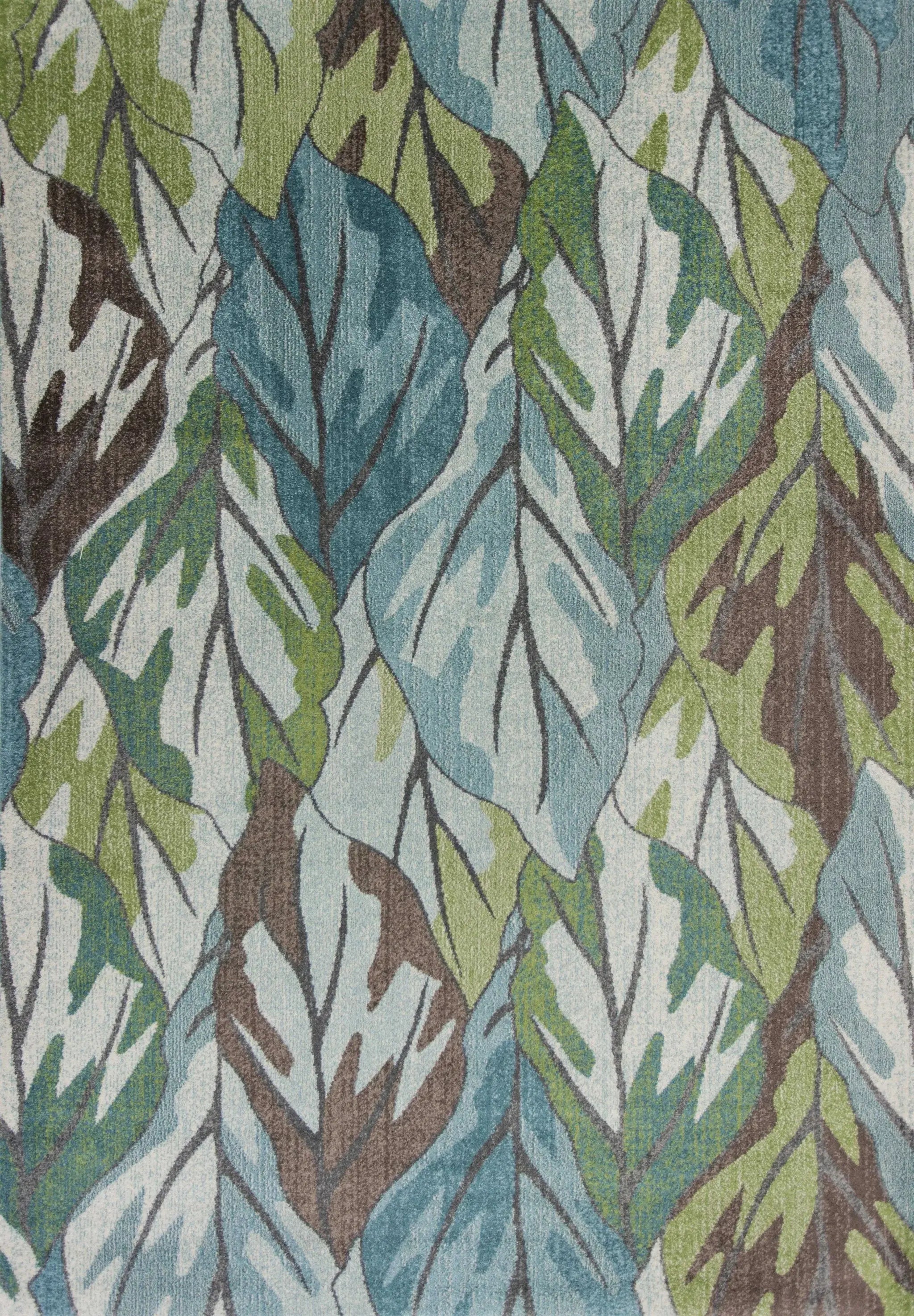 5' X 8' Blue Tropical Leaves Indoor Area Rug - Homeroots - Flyclothing LLC
