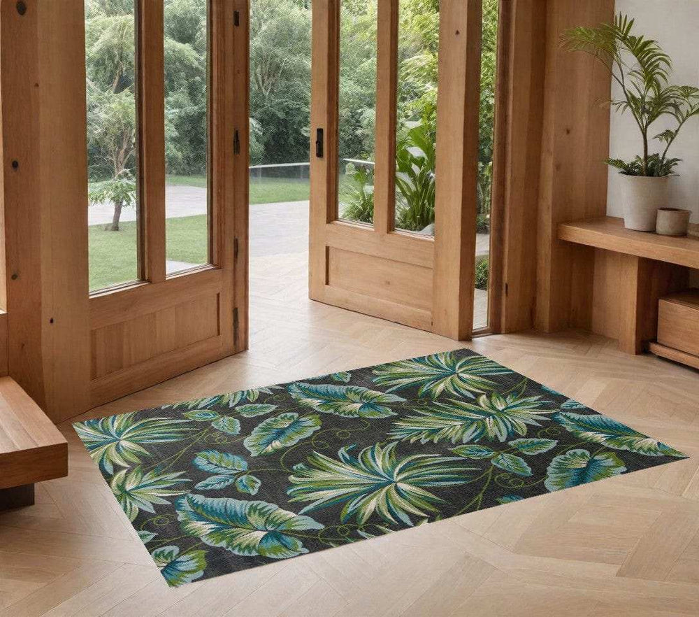 3' X 5' Grey Floral Polypropylene Rug - Homeroots - Flyclothing LLC