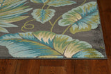 8' X 11' Grey Teal Machine Woven Oversized Tropical Leaves Indoor Area Rug - Homeroots - Flyclothing LLC