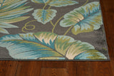 8' X 11' Grey Teal Machine Woven Oversized Tropical Leaves Indoor Area Rug - Homeroots