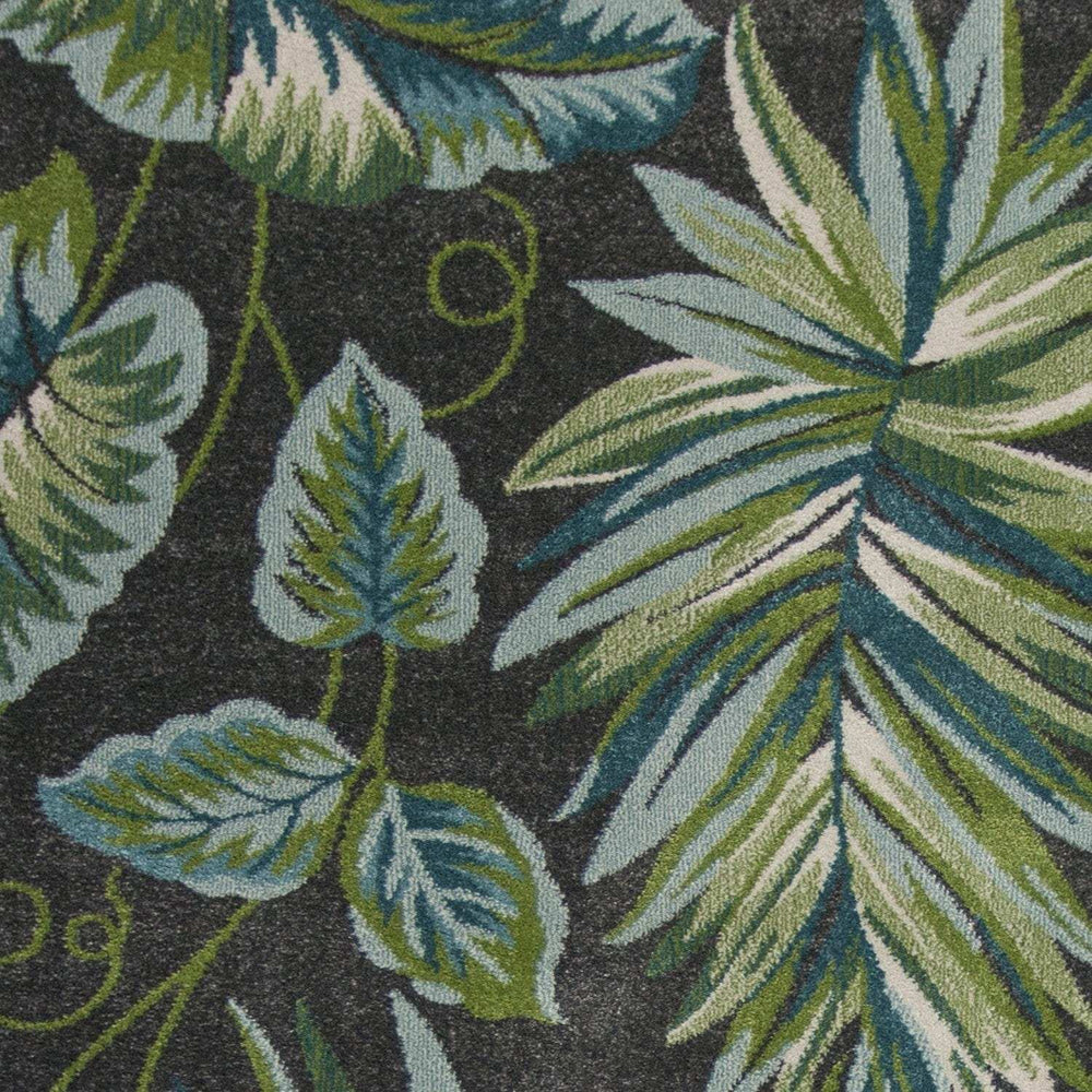 8' X 11' Grey Teal Machine Woven Oversized Tropical Leaves Indoor Area Rug - Homeroots - Flyclothing LLC