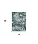 3' X 5' Teal Floral Area Rug - Homeroots - Flyclothing LLC