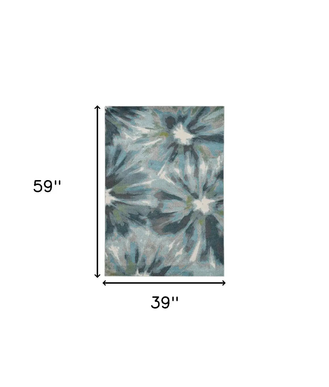 3' X 5' Teal Floral Area Rug - Homeroots - Flyclothing LLC