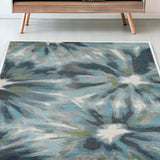 5' X 8' Teal Tropical Flower Indoor Area Rug - Homeroots - Flyclothing LLC