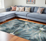 8' X 11' Teal Area Rug - Homeroots