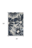 3' X 5' Ivory and Blue Floral Area Rug - Homeroots