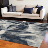 8' X 11' Ivory Blue Machine Woven Oversized Floral Indoor Area Rug - Homeroots