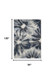 8' X 11' Ivory Blue Machine Woven Oversized Floral Indoor Area Rug - Homeroots
