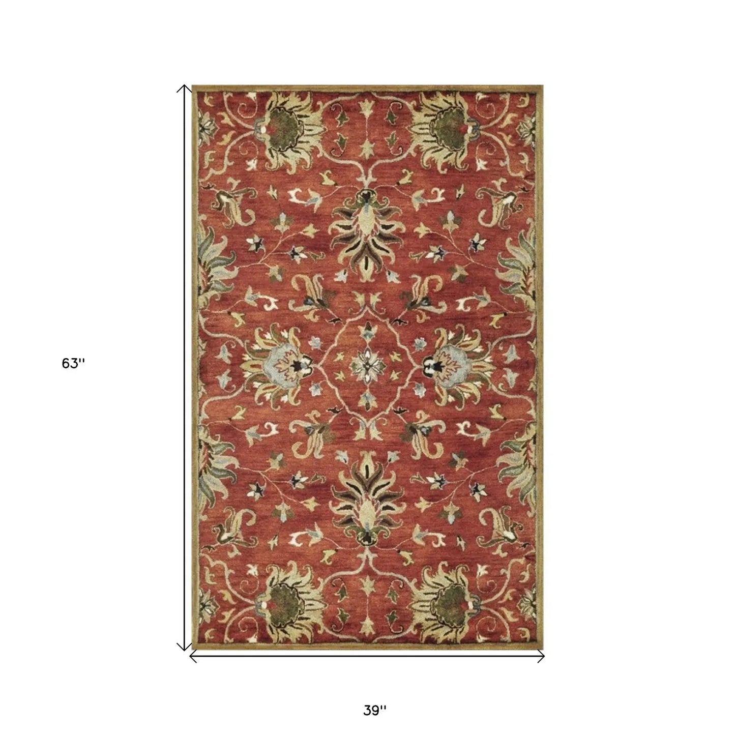 3' X 5' Sienna Medallion Vines Wool Rug - Homeroots - Flyclothing LLC