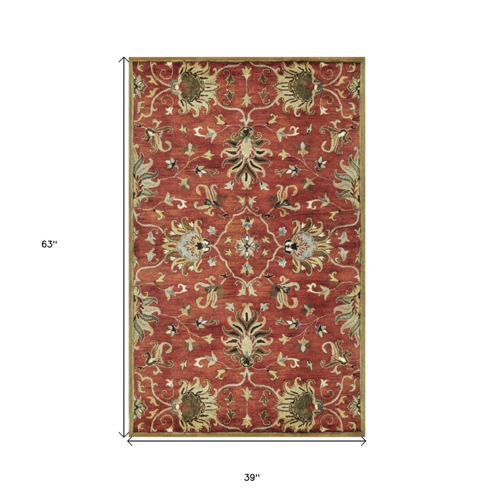 3' X 5' Sienna Medallion Vines Wool Rug - Homeroots - Flyclothing LLC