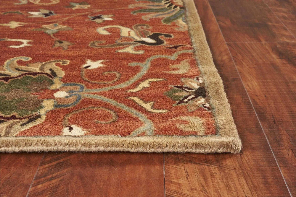 9' X 13' Sienna Orange Hand Tufted Traditional Floral Allover Indoor Area Rug - Homeroots - Flyclothing LLC