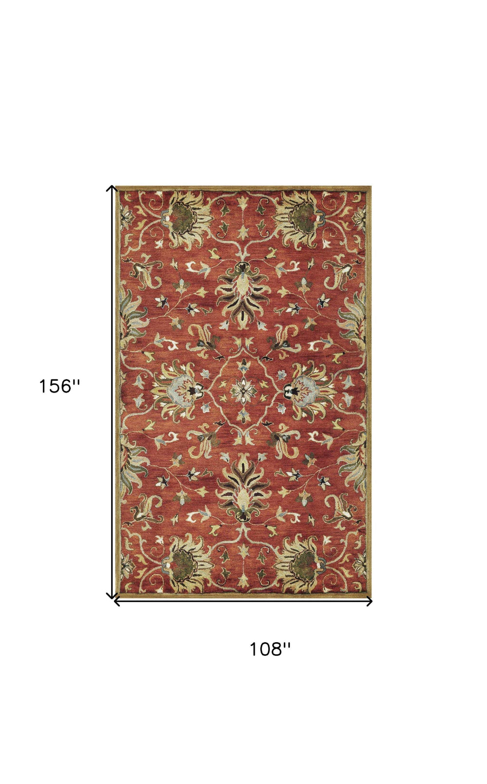 9' X 13' Sienna Orange Hand Tufted Traditional Floral Allover Indoor Area Rug - Homeroots - Flyclothing LLC