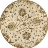 5' Round Champagne Floral Vine Wool Indoor Area Rug - Homeroots - Flyclothing LLC