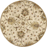 5' Round Champagne Floral Vine Wool Indoor Area Rug - Homeroots - Flyclothing LLC