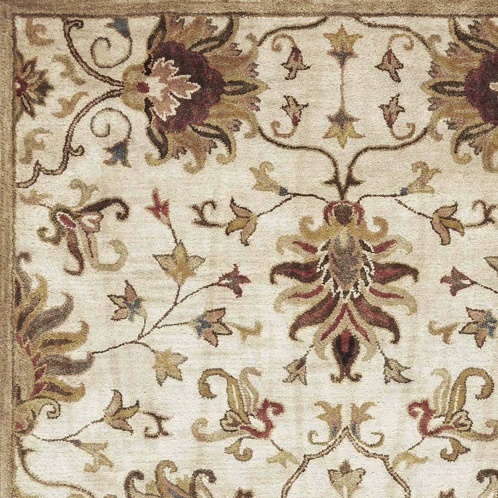 5' X 8' Champagne Beige Hand Tufted Traditional Floral Indoor Area Rug - Homeroots - Flyclothing LLC