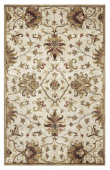 5' X 8' Champagne Beige Hand Tufted Traditional Floral Indoor Area Rug - Homeroots - Flyclothing LLC