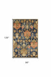 8' X 11' Navy Blue Hand Tufted Traditional Floral Indoor Area Rug - Homeroots