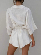 Collared Neck Half Sleeve Romper - Trendsi - Flyclothing LLC