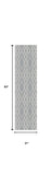 2' X 8' Grey Geometric Lines Runner Rug