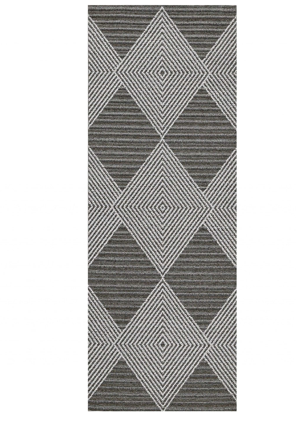 3' X 8' Gray Geometric Indoor Outdoor Area Rug - Homeroots - Flyclothing LLC